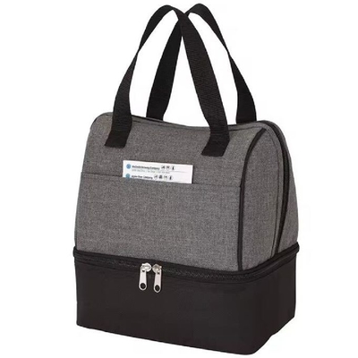 Custom Carry On Dua Kompartemen Kantor Portable Termal Terisolasi Cooler Lunch Tote Bag