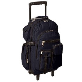 Desain Standar Tinggi Black Polyester Backpack / Travel Trolley Backpacks