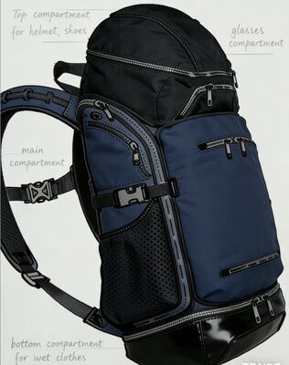 Tas Olahraga Outdoor Poliester Tahan Air dengan Strip Reflektif dan 5 Kompartemen untuk Gym & Perjalanan