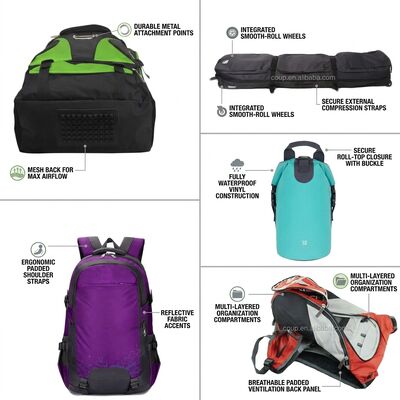 Tas ransel pembawa skateboard dengan tali papan eksternal Dibangun di port pengisian USB Laptop lapis lapis lengan komuter kota
