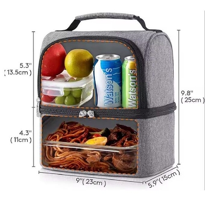 Custom Waterproof Oxford Tote Insulated Cooler Bag Double Deck Aluminium Foil Lunch Bag