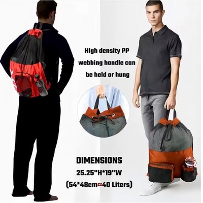 Gym Sports Drawstring Backpack Waterproof Mesh Polyester Beach Travel Bag