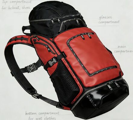 Tas Olahraga Outdoor dengan Panel Belakang Jaring dari Poliester Tahan Air dan Strip Reflektif untuk Gym dan Perjalanan